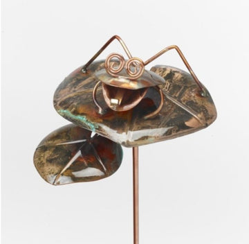 Haw Creek Forge Frog on Lily Pad Garden Stake Small
