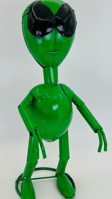 Repurposed Metal Art Alien Green