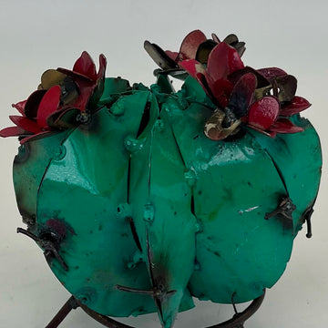 Repurposed Metal Art Small Cactus Teal
