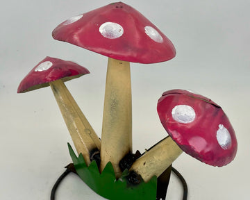 Repurposed Metal Art Mushroom Pink