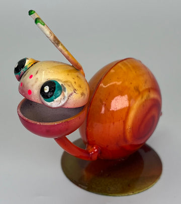 auto paint metal art snail yellow large