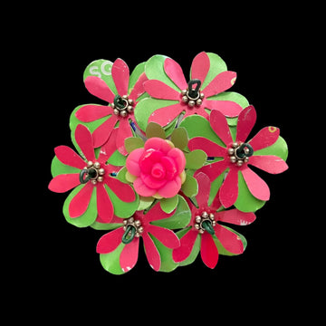 aluminum can art flower raspberry lime doorknob