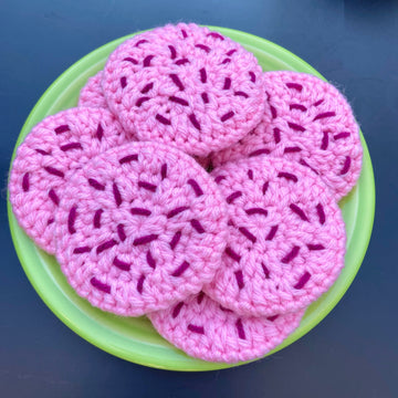 crochet food pink frosted