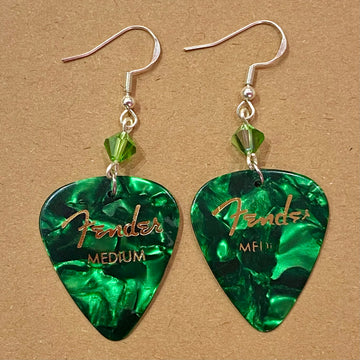 Jewelry Guitar Pick Earrings Green