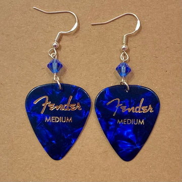 Jewelry Guitar Pick Earrings Blue