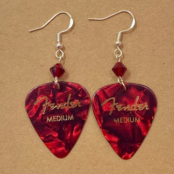 Jewelry Guitar Pick Earrings Red