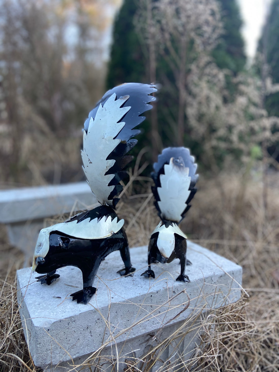repurposed metal art skunk medium