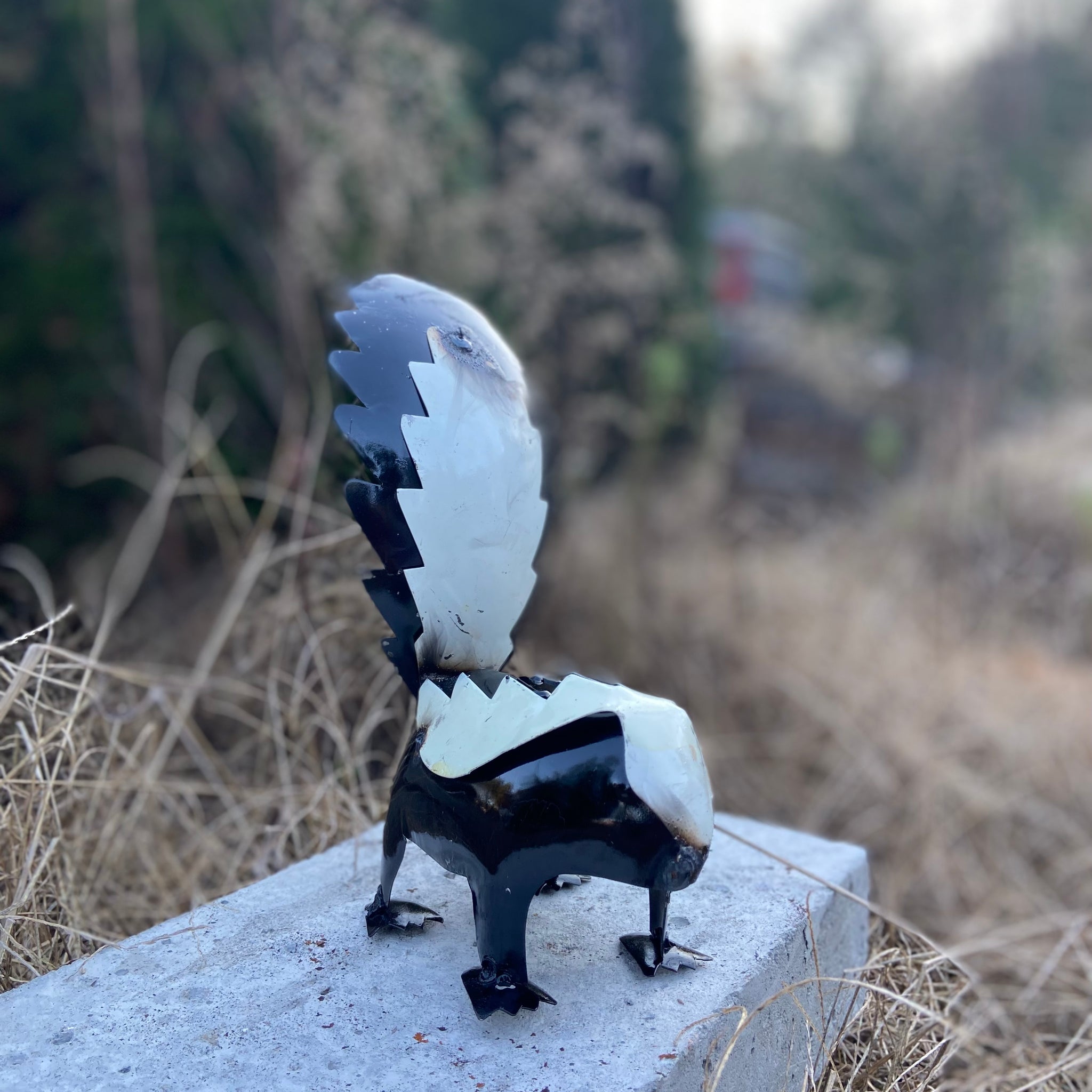 repurposed metal art skunk medium