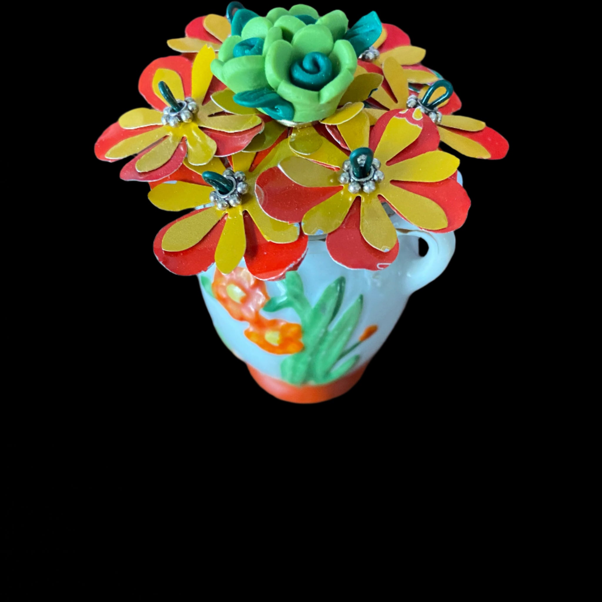 aluminum can art flower bouquet
