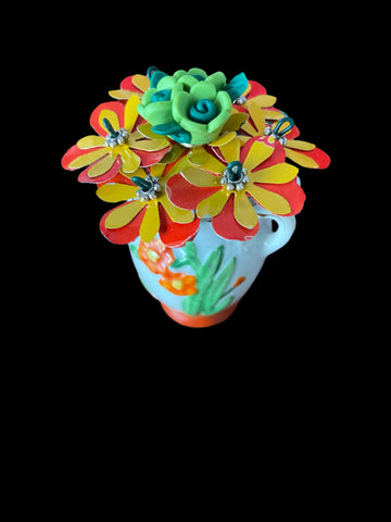 aluminum can art flower bouquet