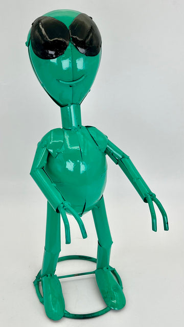 Repurposed Metal Art Alien Teal