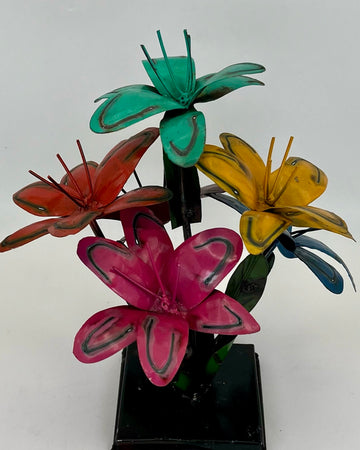 Repurposed Metal Art Lilly Bunch Multi