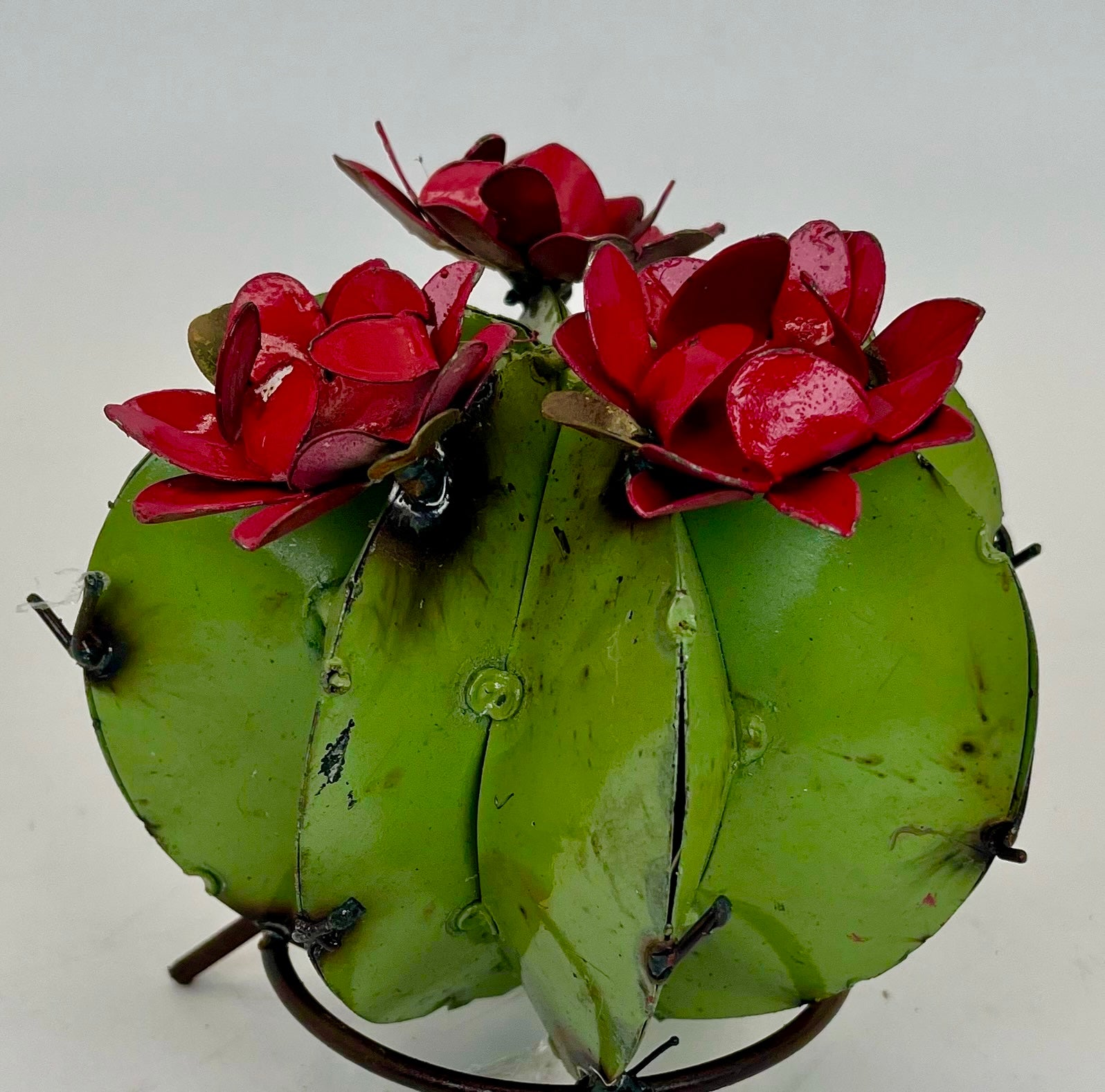 Repurposed Metal Art Small Cactus Lime
