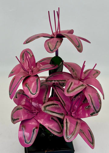 Repurposed Metal Lily Pink Bush