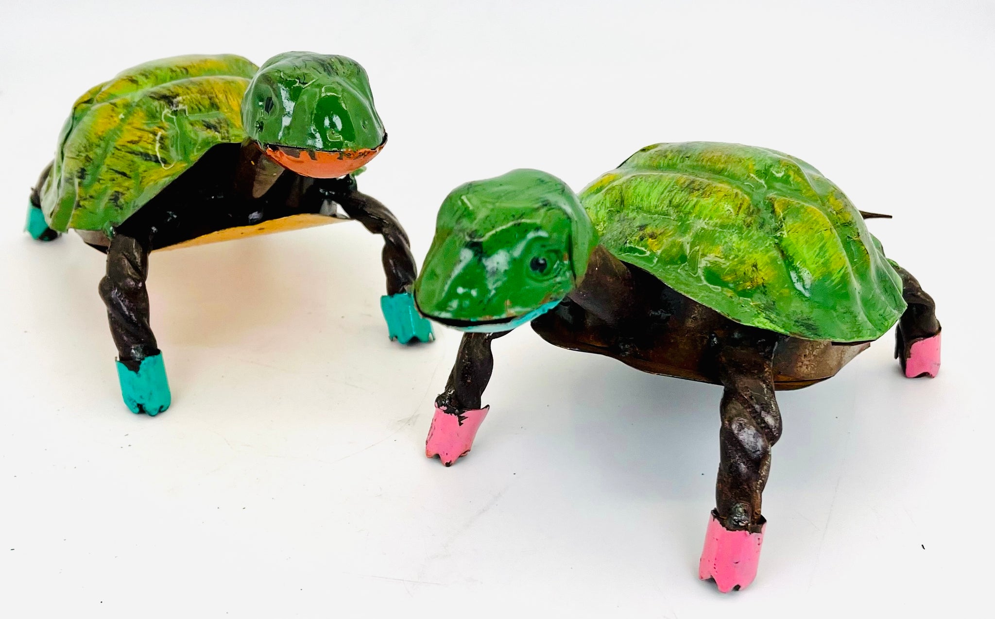 Repurposed Metal Art Tiny Turtle Single Green