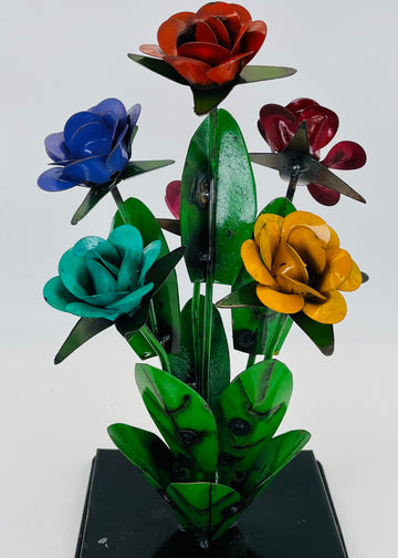 Repurposed Metal Art Rose Bush