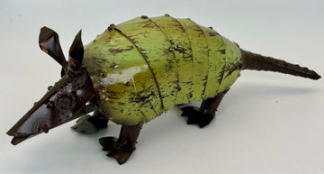 Repurposed Metal Art Armadillo Lime Small