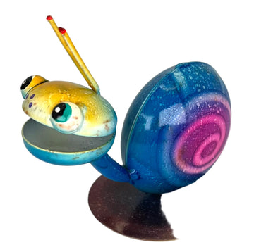 Auto paint metal art snail blue small