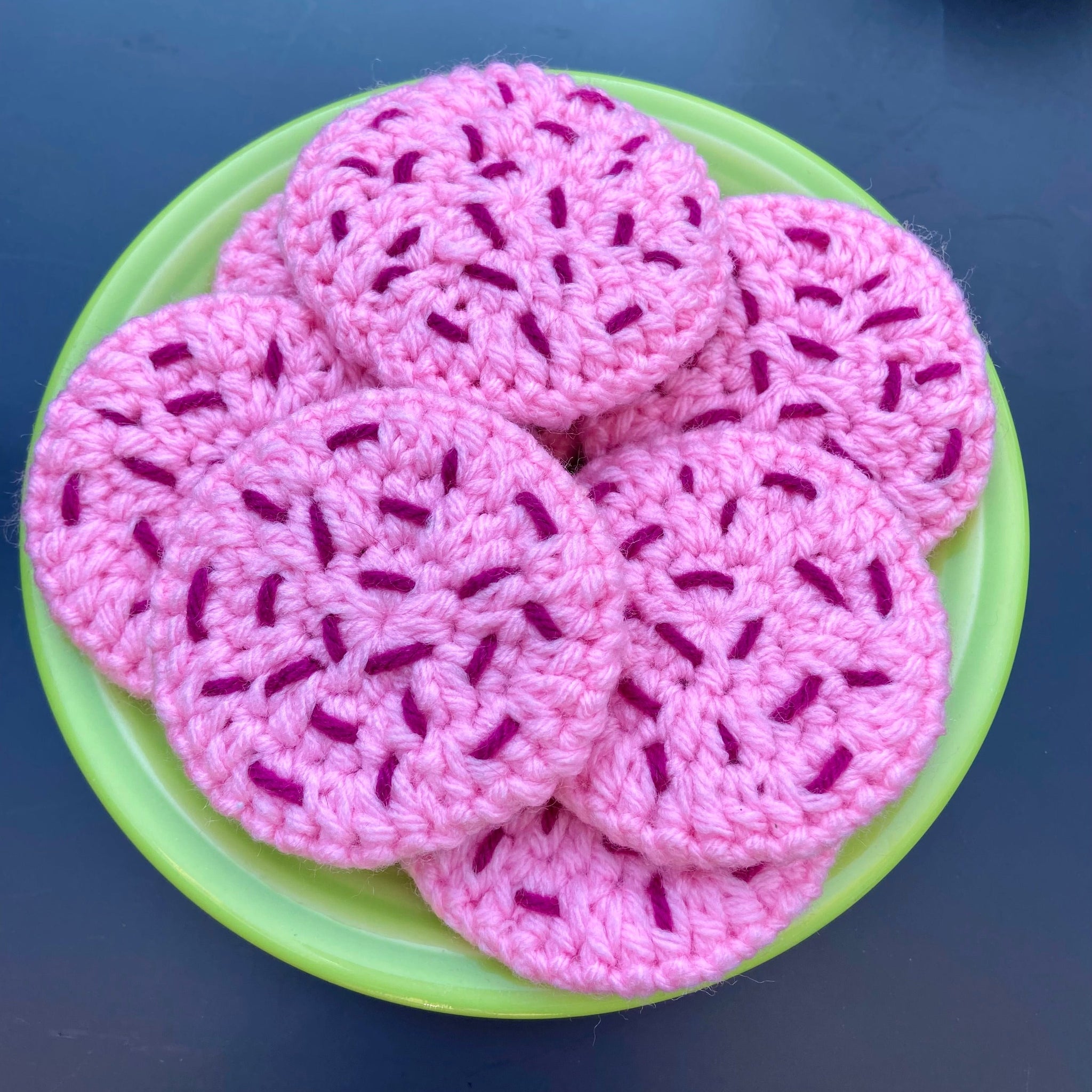 crochet food pink frosted