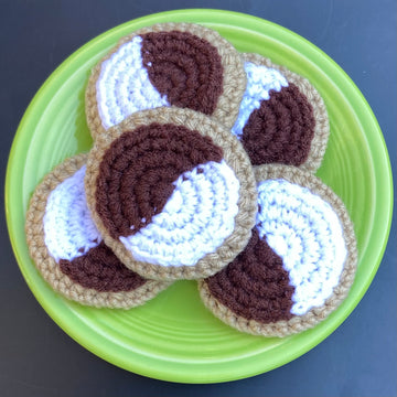 crochet food black and white cookie