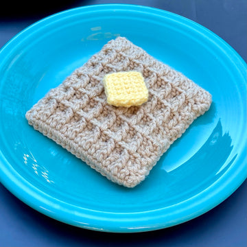 crochet food waffle with butter
