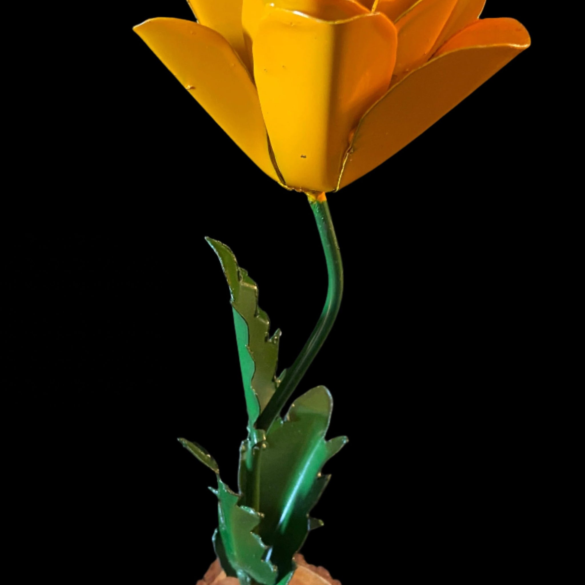 Repurposed Metal Art Single Yellow Rose