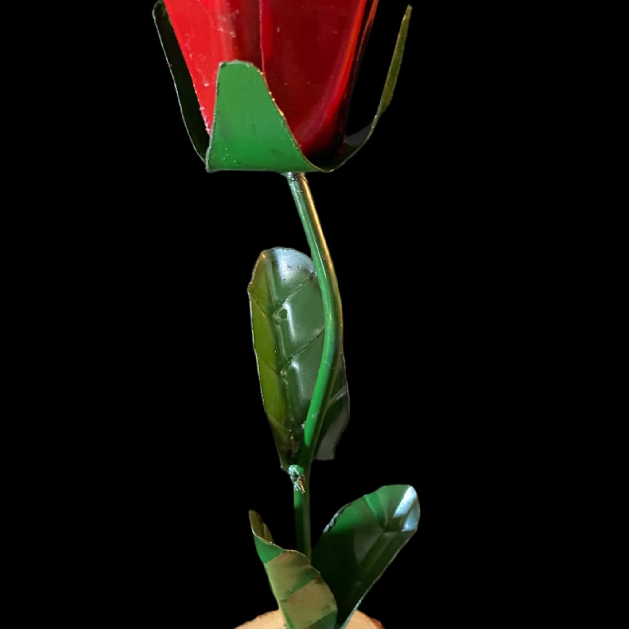 Repurposed Metal Art Red Rose Single