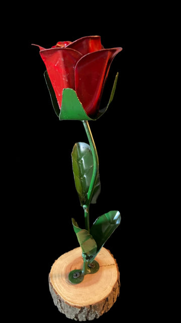 Repurposed Metal Art Red Rose Single